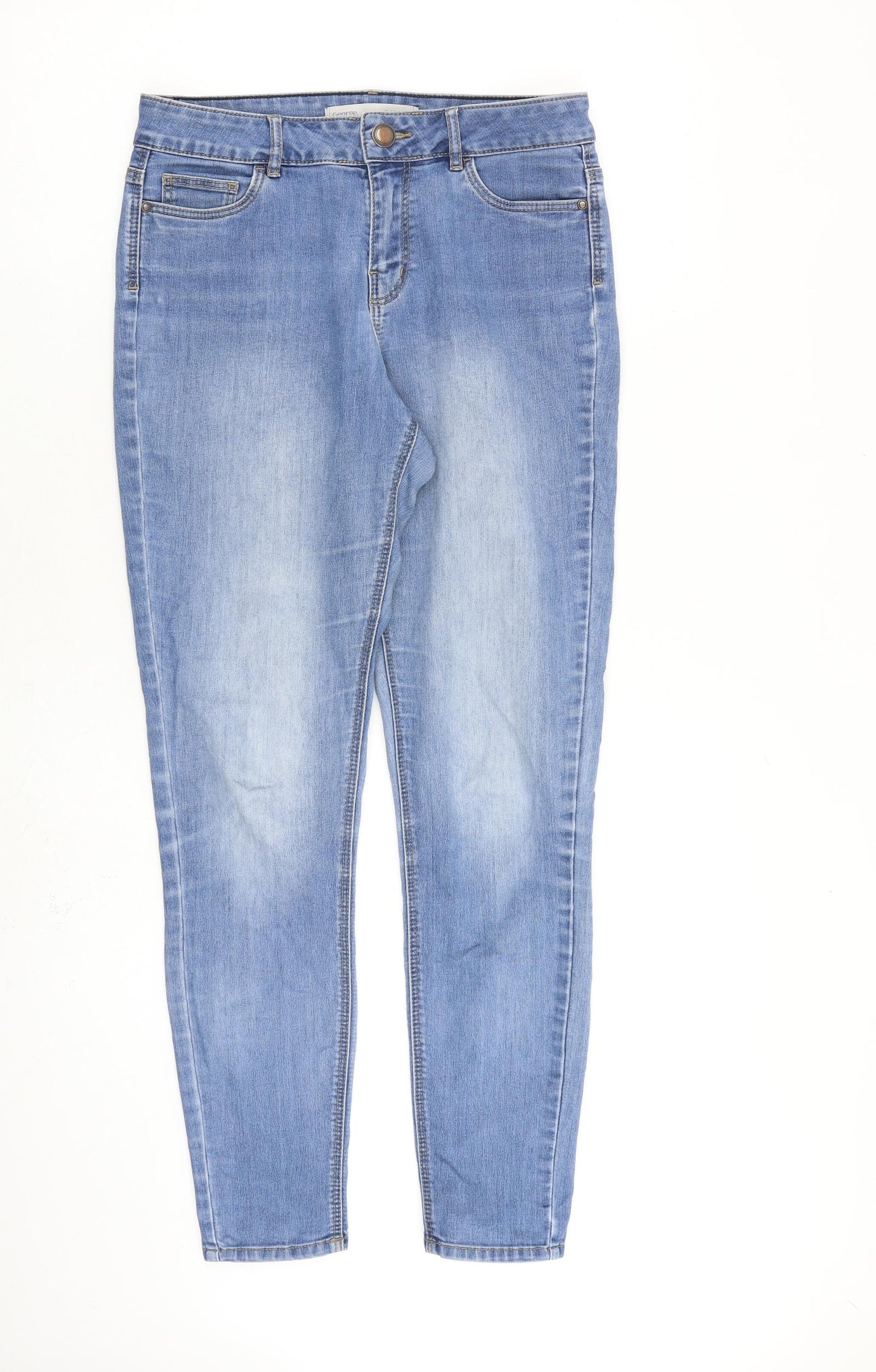 George Womens Blue Cotton Skinny Jeans Size 10 L28 in Slim Zip