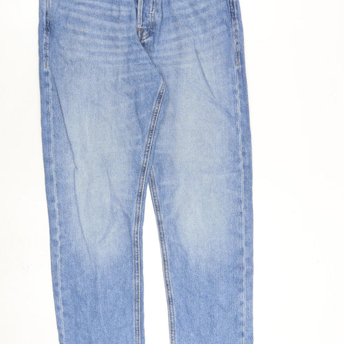 JACK & JONES Mens Blue Cotton Straight Jeans Size 30 in L32 in Relaxed Button