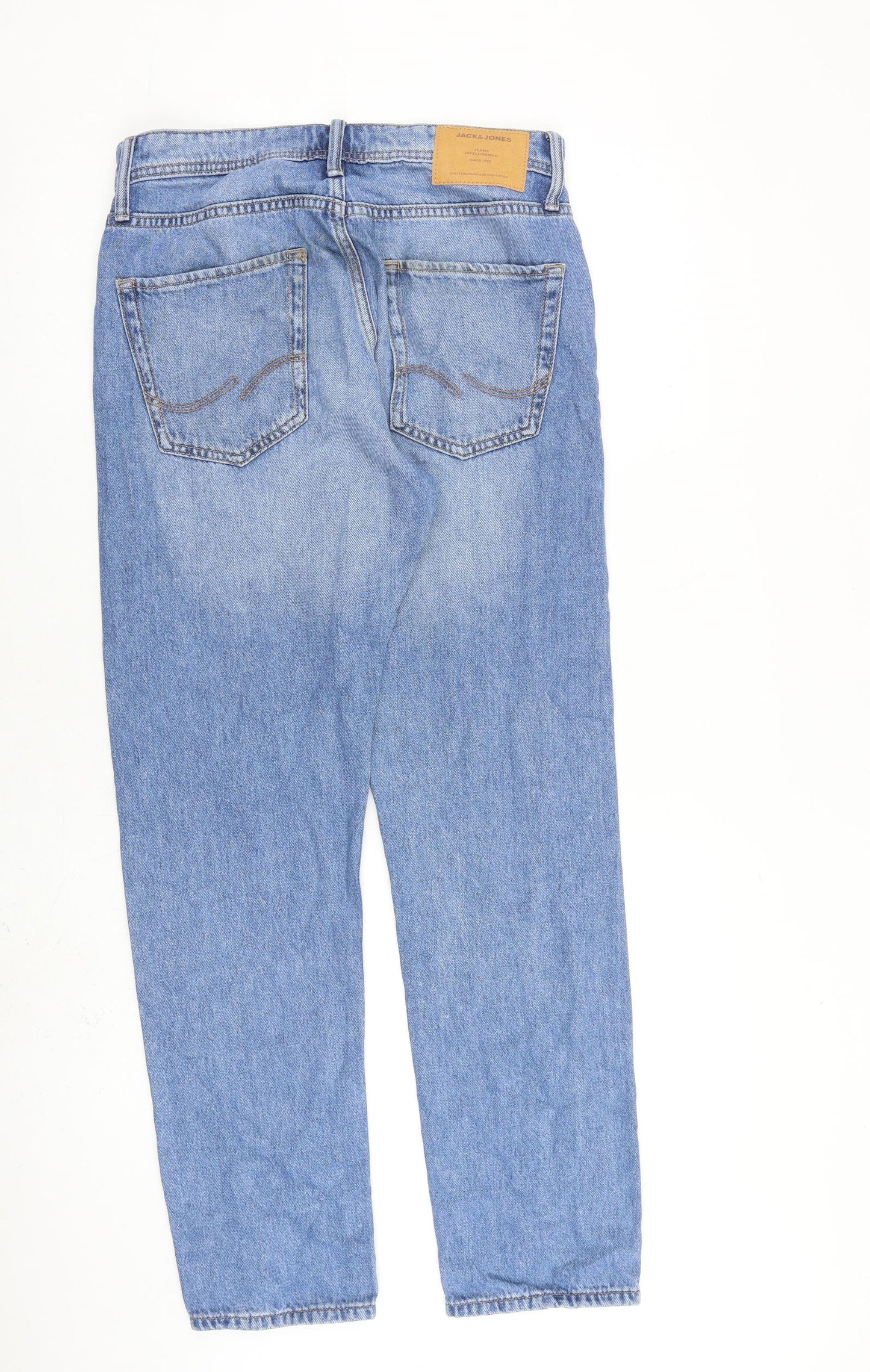 JACK & JONES Mens Blue Cotton Straight Jeans Size 30 in L32 in Relaxed Button