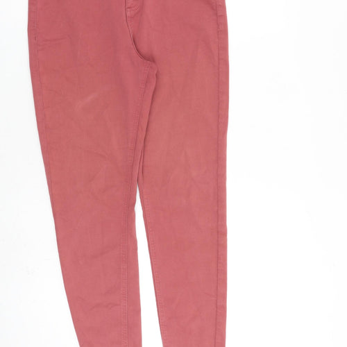 Marks and Spencer Womens Pink Cotton Skinny Jeans Size 12 L28 in Slim Zip