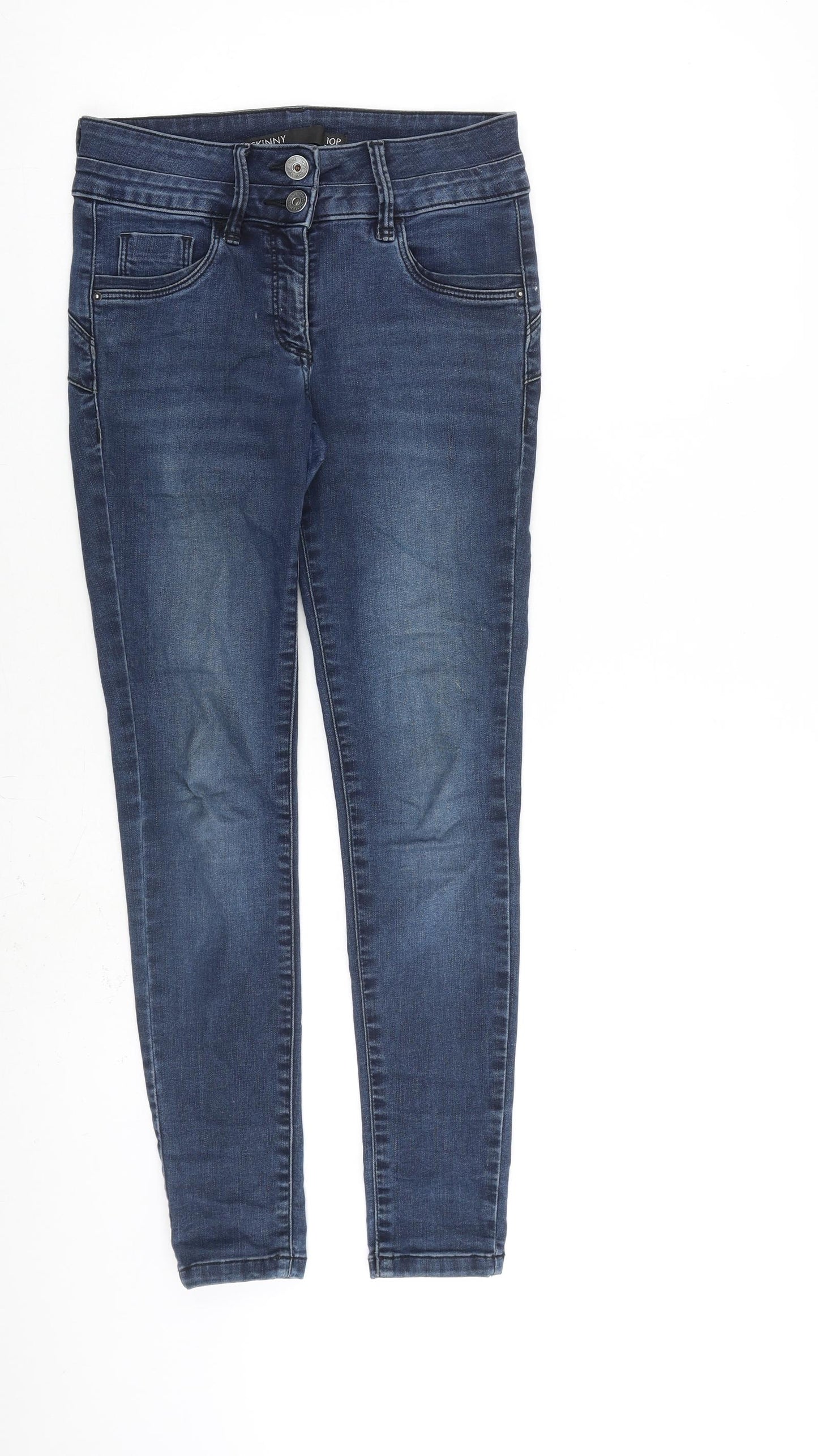 NEXT Womens Blue Cotton Skinny Jeans Size 10 L27 in Slim Zip