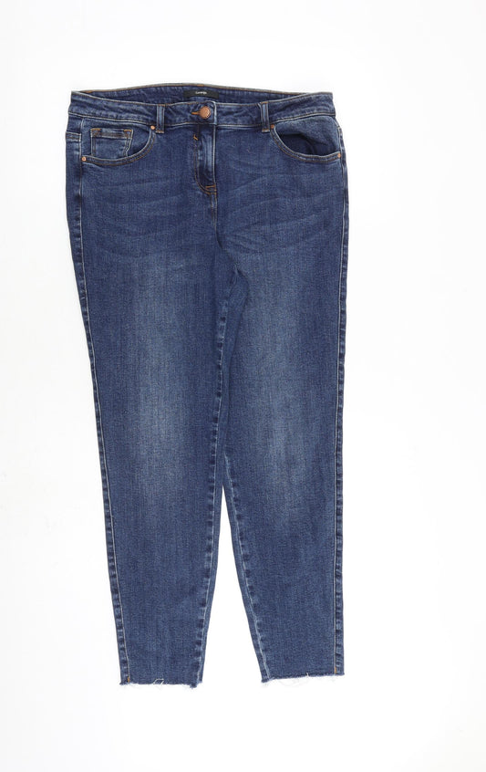 George Womens Blue Cotton Skinny Jeans Size 14 L28 in Slim Zip - Raw Hem