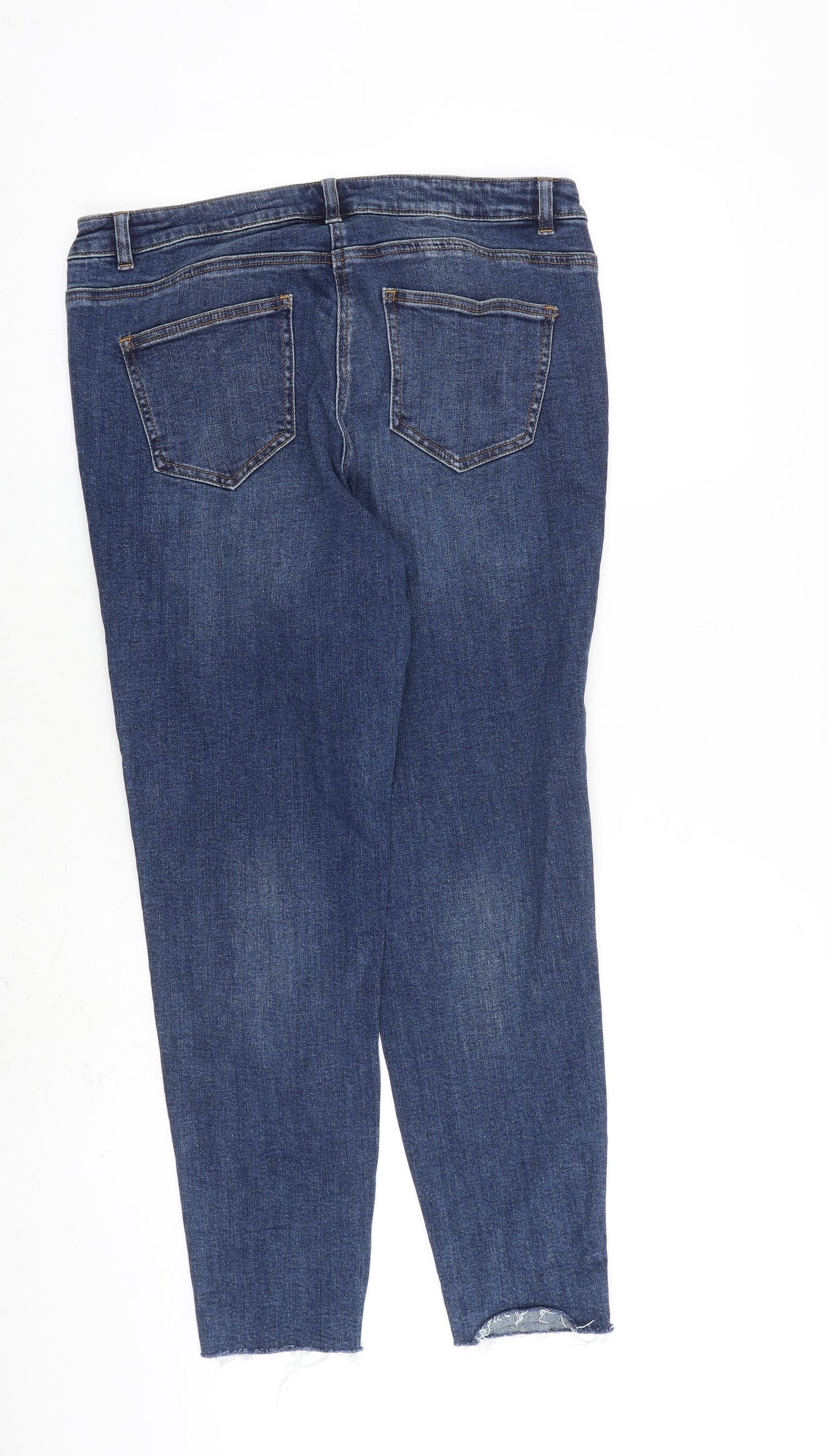 George Womens Blue Cotton Skinny Jeans Size 14 L28 in Slim Zip - Raw Hem