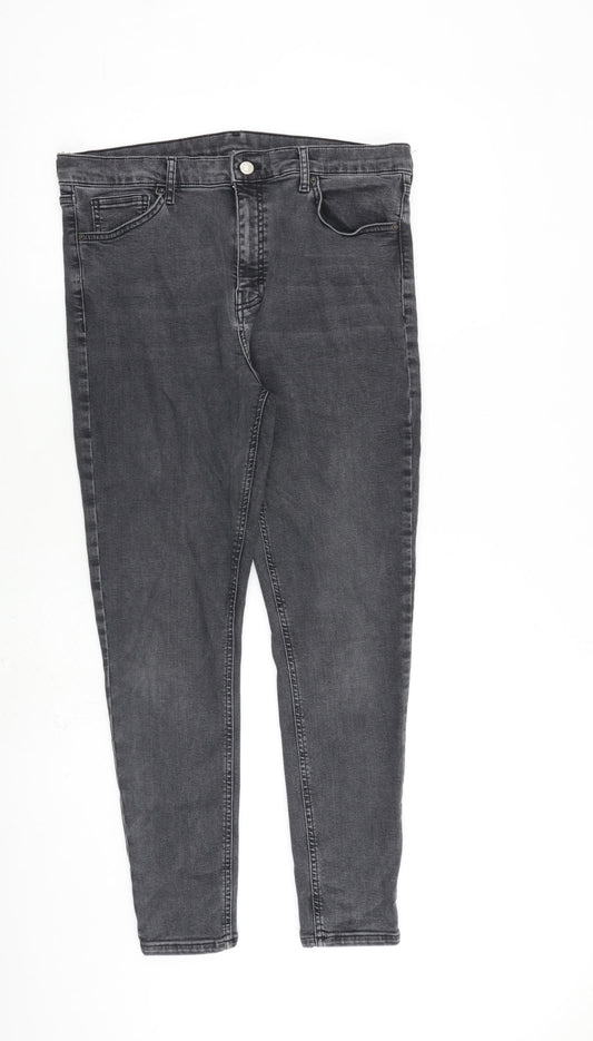 Topshop Womens Grey Cotton Skinny Jeans Size 34 in L32 in Regular Zip