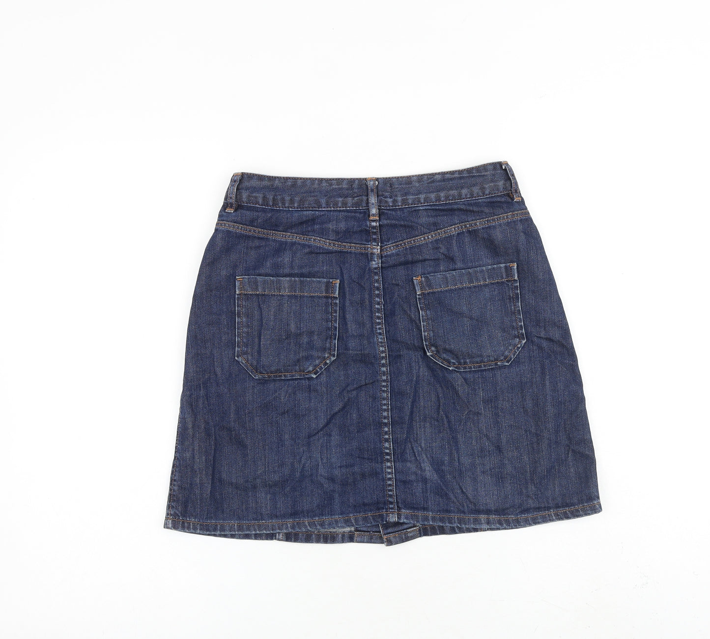 Jack Wills Womens Blue Cotton A-Line Skirt Size 6 Button