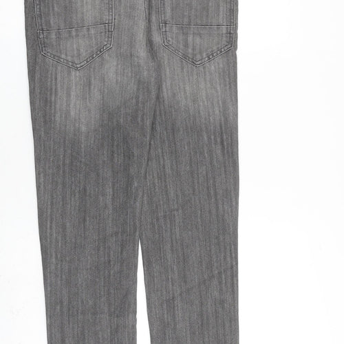 Denim & Co. Mens Grey Cotton Straight Jeans Size 28 in L30 in Slim Button