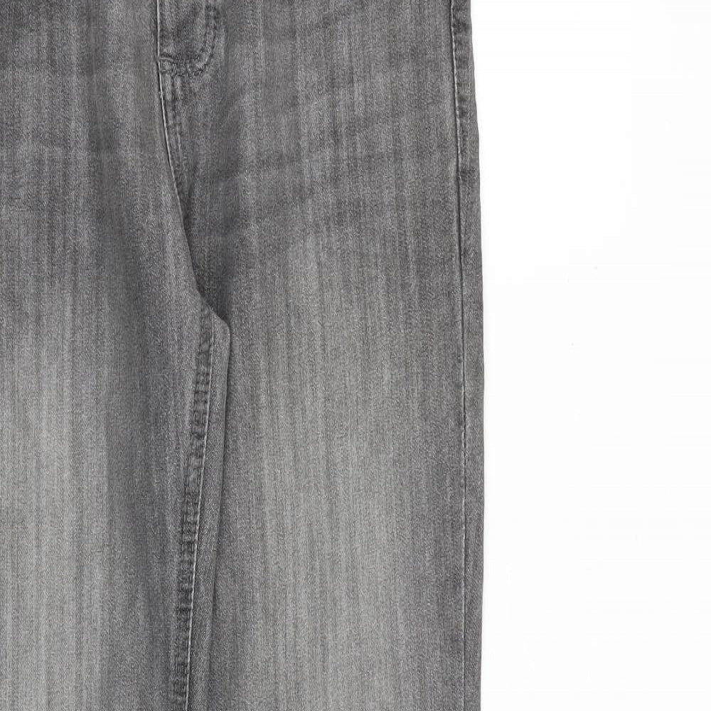 Denim & Co. Mens Grey Cotton Straight Jeans Size 28 in L30 in Slim Button
