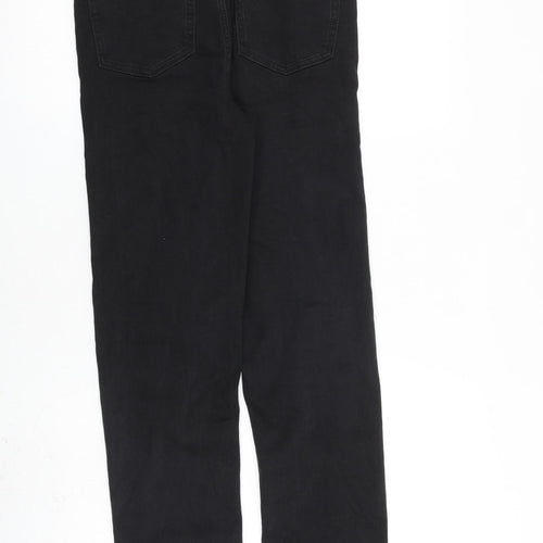 Marks and Spencer Womens Black Cotton Straight Jeans Size 10 L31 in Regular Zip