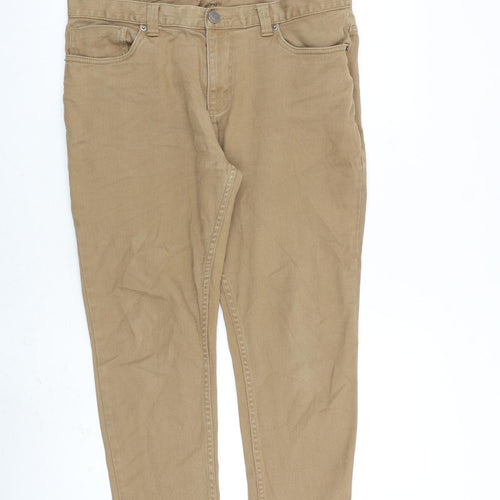 Denim & Co. Mens Brown Cotton Straight Jeans Size 34 in L30 in Slim Zip