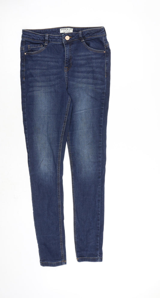 Dorothy Perkins Womens Blue Cotton Skinny Jeans Size 12 L29 in Slim Zip