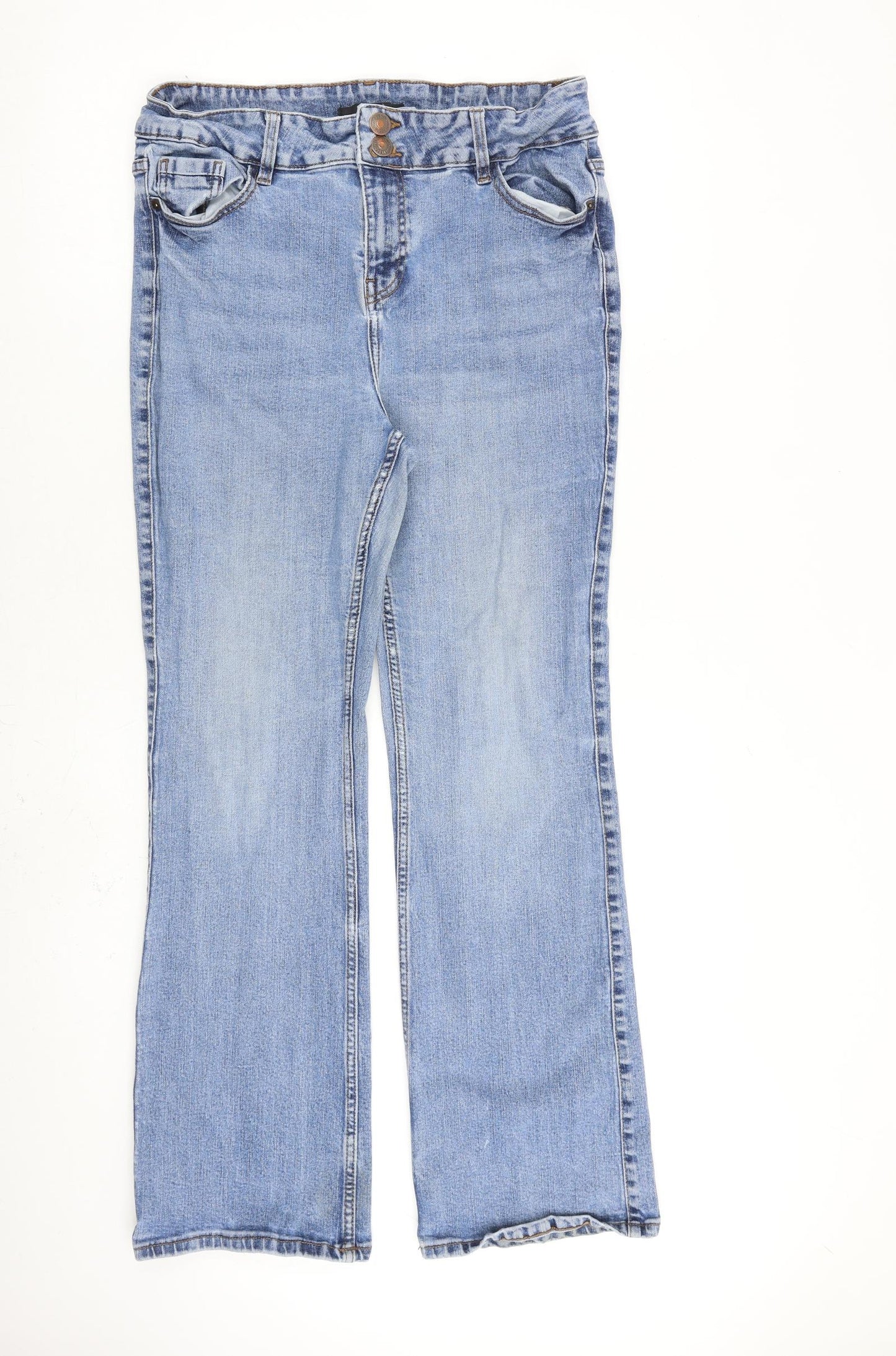 George Womens Blue Cotton Bootcut Jeans Size 16 L30 in Regular Zip