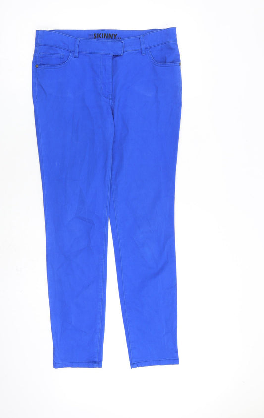 TU Womens Blue Cotton Skinny Jeans Size 10 L29 in Slim Zip