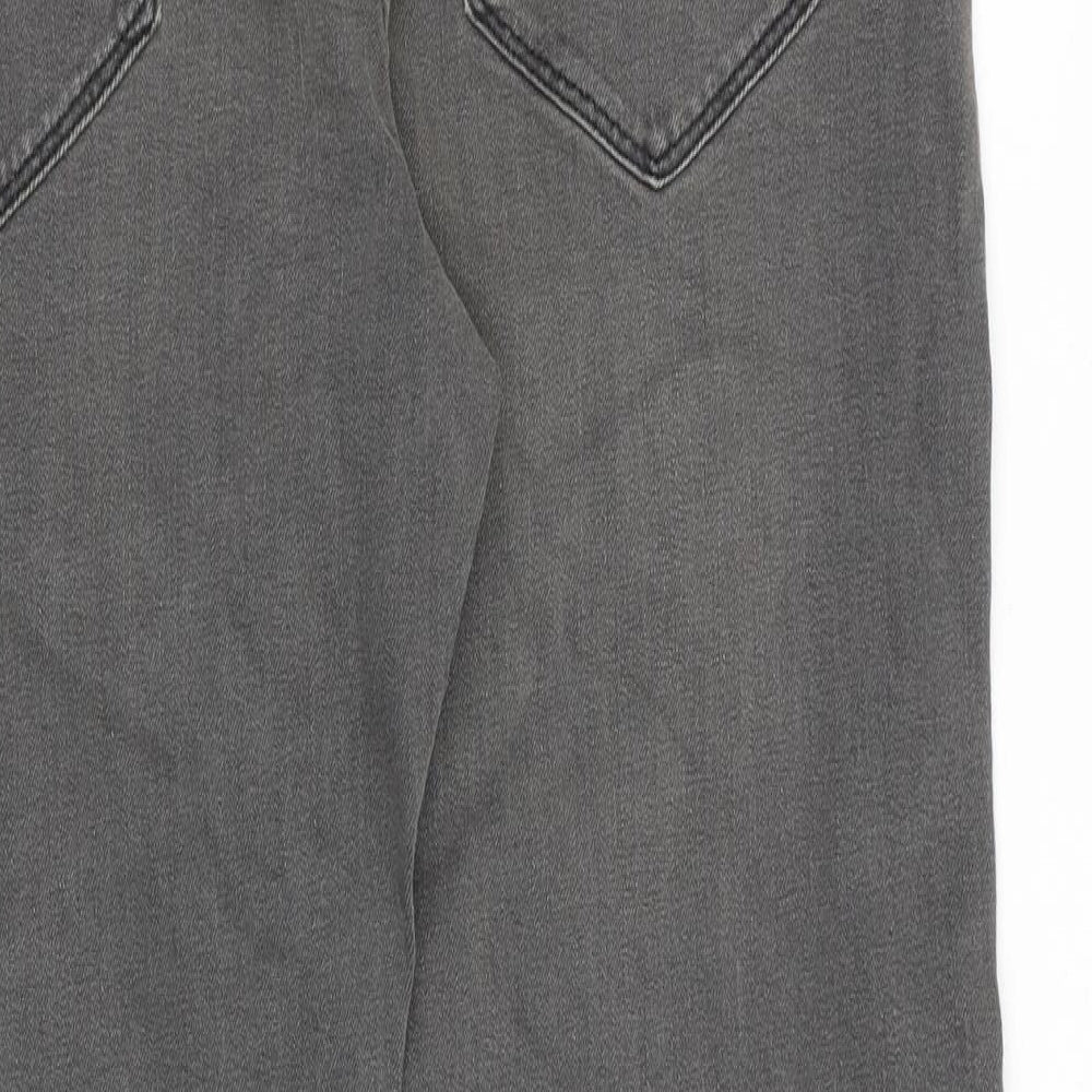 Marks and Spencer Mens Grey Cotton Straight Jeans Size 34 in L29 in Regular Zip