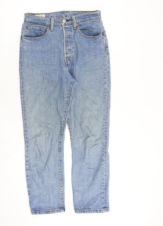 Levi's Mens Blue Cotton Straight Jeans Size 28 in L26 in Regular Button