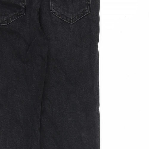 Marks and Spencer Womens Black Cotton Straight Jeans Size 10 L28 in Regular Zip