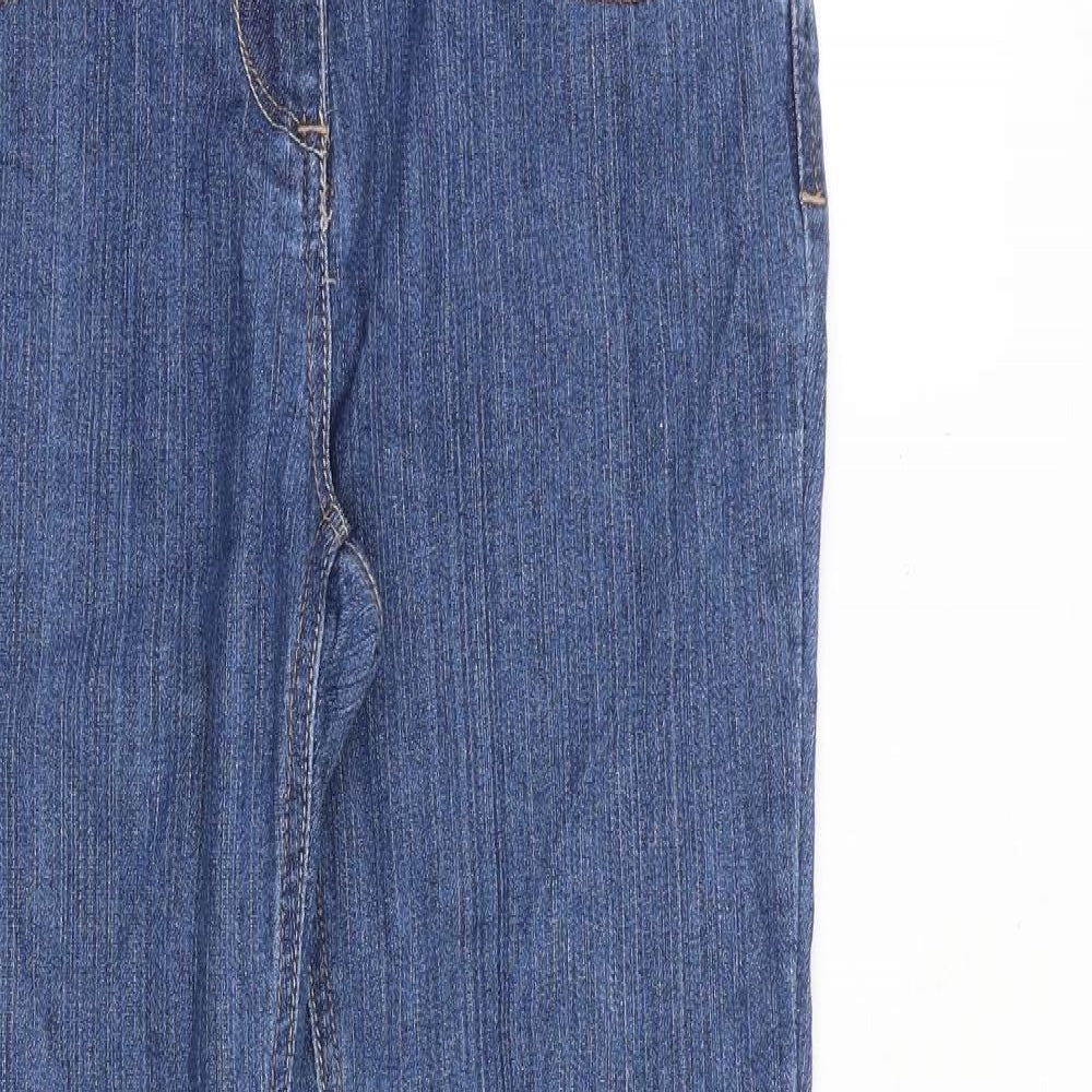 M&Co Womens Blue Cotton Straight Jeans Size 8 L29 in Regular Zip