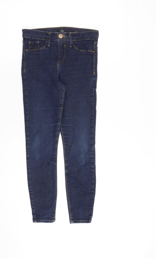 River Island Womens Blue Cotton Skinny Jeans Size 8 L24 in Slim Zip