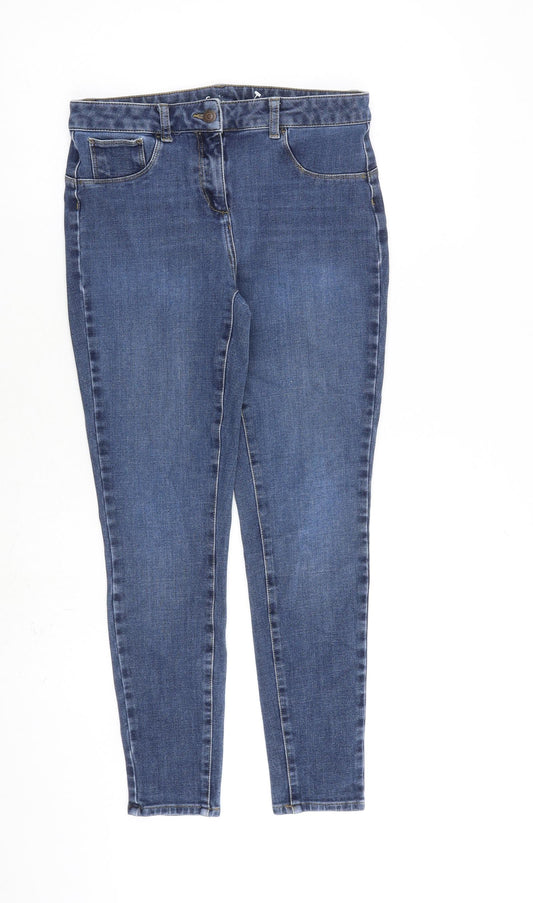 NEXT Womens Blue Cotton Skinny Jeans Size 12 L27 in Slim Zip