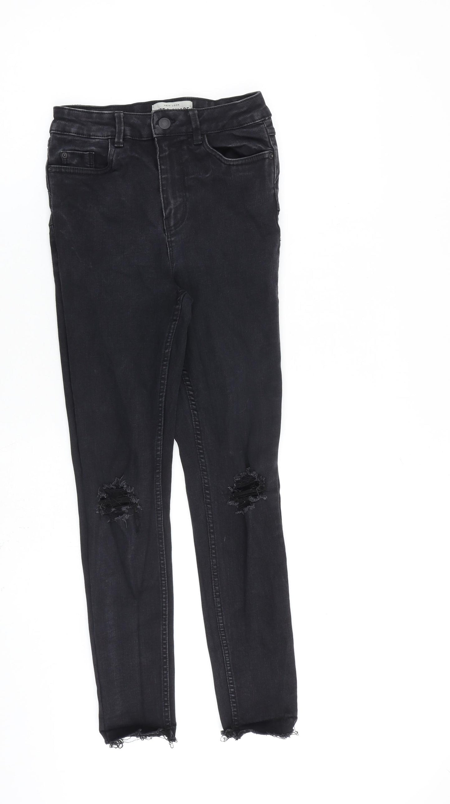 New Look Womens Black Cotton Skinny Jeans Size 8 L26 in Slim Zip