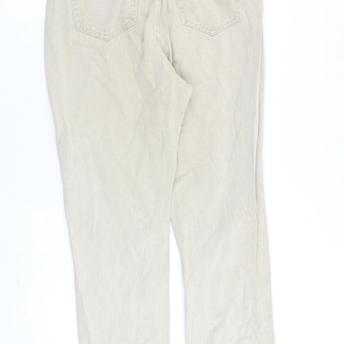 Missguided Womens Beige Cotton Straight Jeans Size 12 L29 in Regular Zip