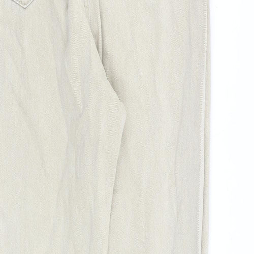 Missguided Womens Beige Cotton Straight Jeans Size 12 L29 in Regular Zip
