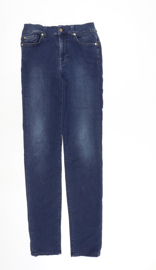 7 For All Mankind Womens Blue Cotton Skinny Jeans Size 26 in L34 in Regular Zip