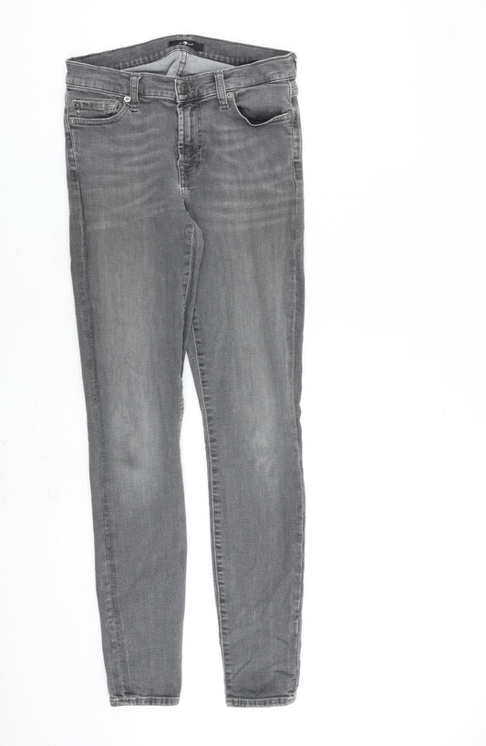 7 For All Mankind Womens Grey Cotton Skinny Jeans Size 28 in L30 in Regular Zip