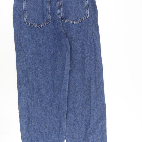 F&F Womens Blue Cotton Tapered Jeans Size 8 L27 in Regular Zip