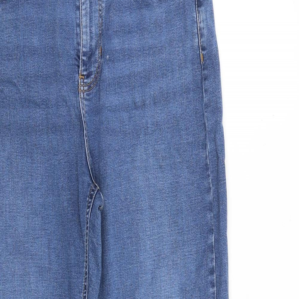 Marks and Spencer Womens Blue Cotton Straight Jeans Size 12 L30 in Regular Zip