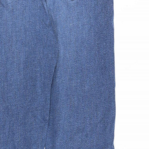 Marks and Spencer Womens Blue Cotton Straight Jeans Size 12 L30 in Regular Zip
