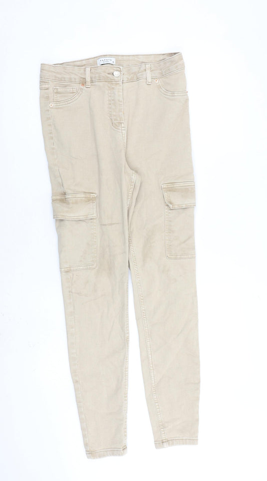 Papaya Womens Beige Cotton Tapered Jeans Size 12 L30 in Regular Zip - Cargo