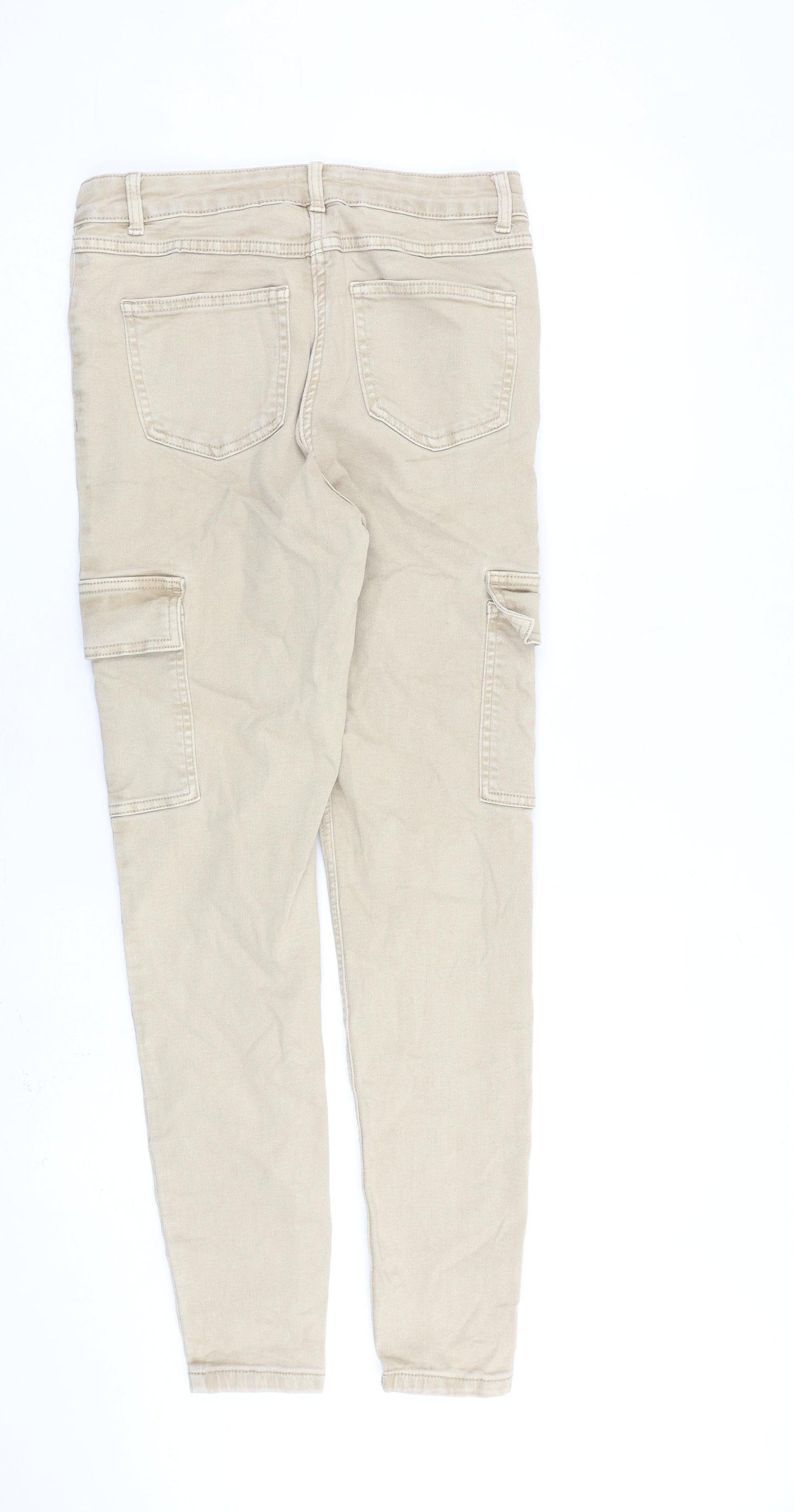 Papaya Womens Beige Cotton Tapered Jeans Size 12 L30 in Regular Zip - Cargo