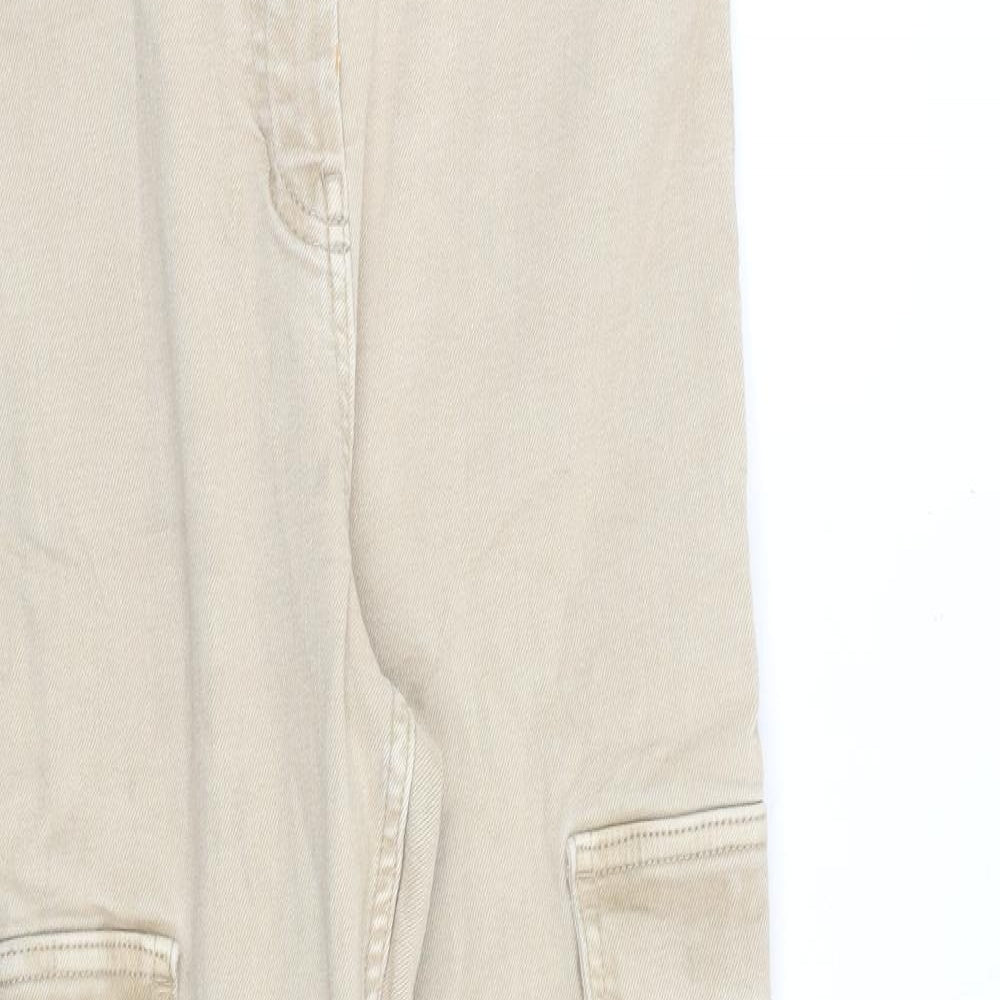 Papaya Womens Beige Cotton Tapered Jeans Size 12 L30 in Regular Zip - Cargo