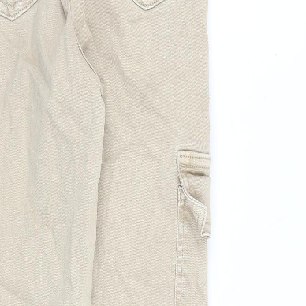 Papaya Womens Beige Cotton Tapered Jeans Size 12 L30 in Regular Zip - Cargo