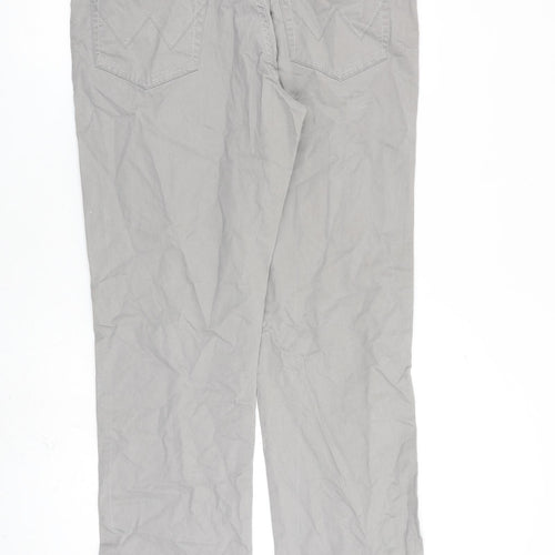 Wrangler Mens Grey Cotton Trousers Size 36 in L32 in Regular Zip
