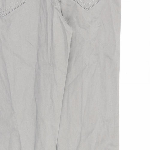 Wrangler Mens Grey Cotton Trousers Size 36 in L32 in Regular Zip