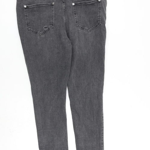 F&F Womens Grey Cotton Skinny Jeans Size 16 L26 in Regular Zip