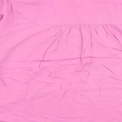 Marks and Spencer Womens Pink Viscose Basic Blouse Size 12 V-Neck