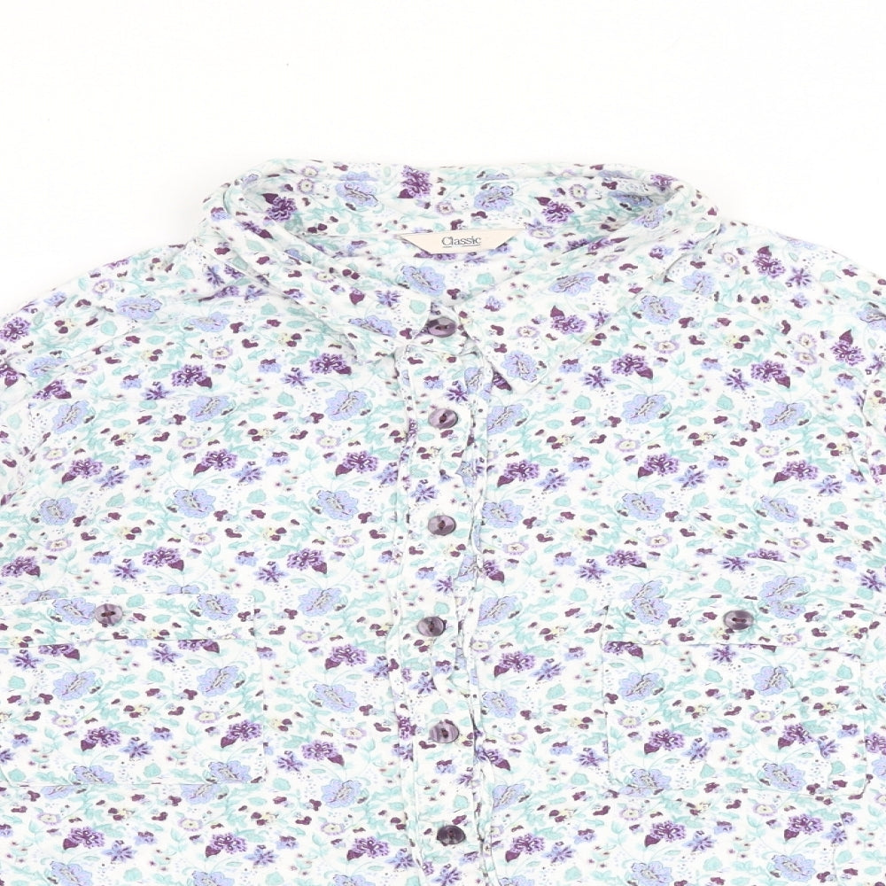 Marks and Spencer Womens Multicoloured Floral Viscose Basic Button-Up Size 20 Collared