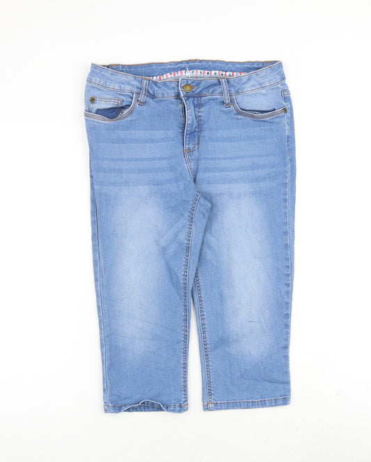 John Baner Womens Blue Cotton Cropped Jeans Size 32 in Regular Zip