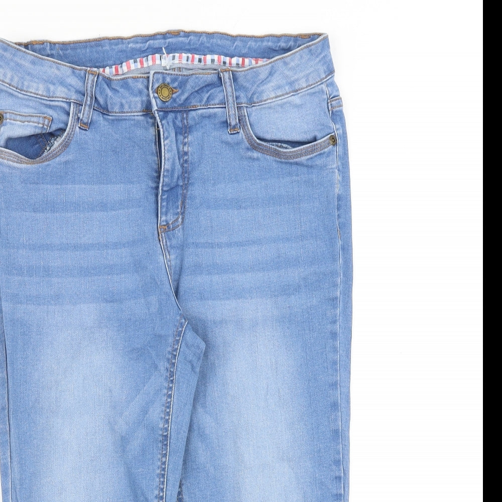 John Baner Womens Blue Cotton Cropped Jeans Size 32 in Regular Zip