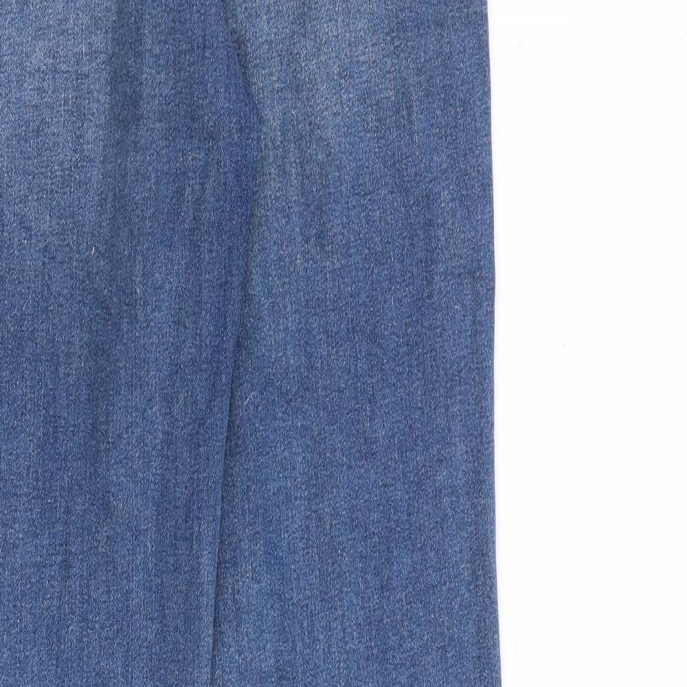 Denim & Co. Womens Blue Cotton Flared Jeans Size 10 L33 in Regular Zip