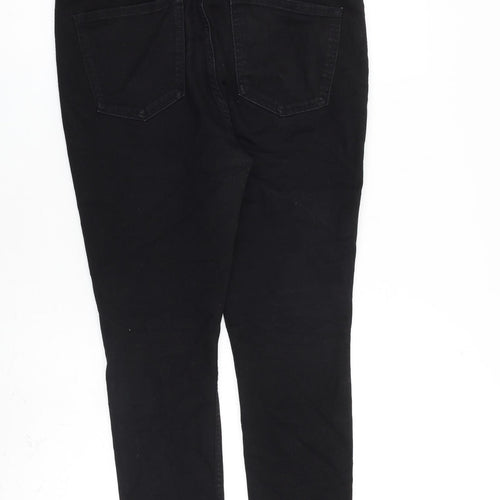 Marks and Spencer Womens Black Cotton Skinny Jeans Size 12 L26 in Slim Zip