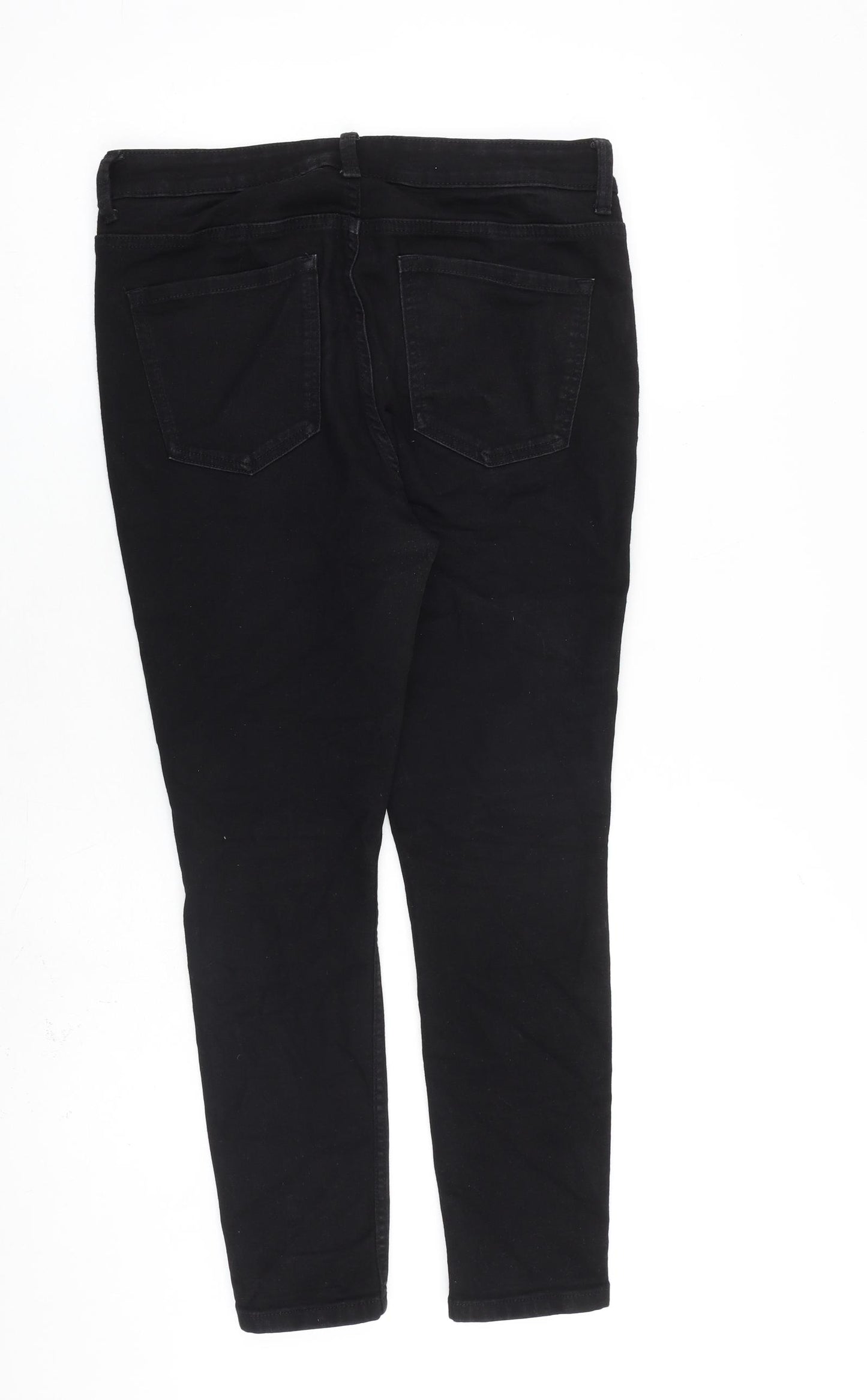 Marks and Spencer Womens Black Cotton Skinny Jeans Size 12 L26 in Slim Zip