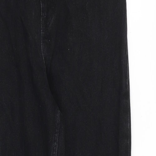 Denim & Co. Womens Black Cotton Straight Jeans Size 10 L28 in Regular Zip