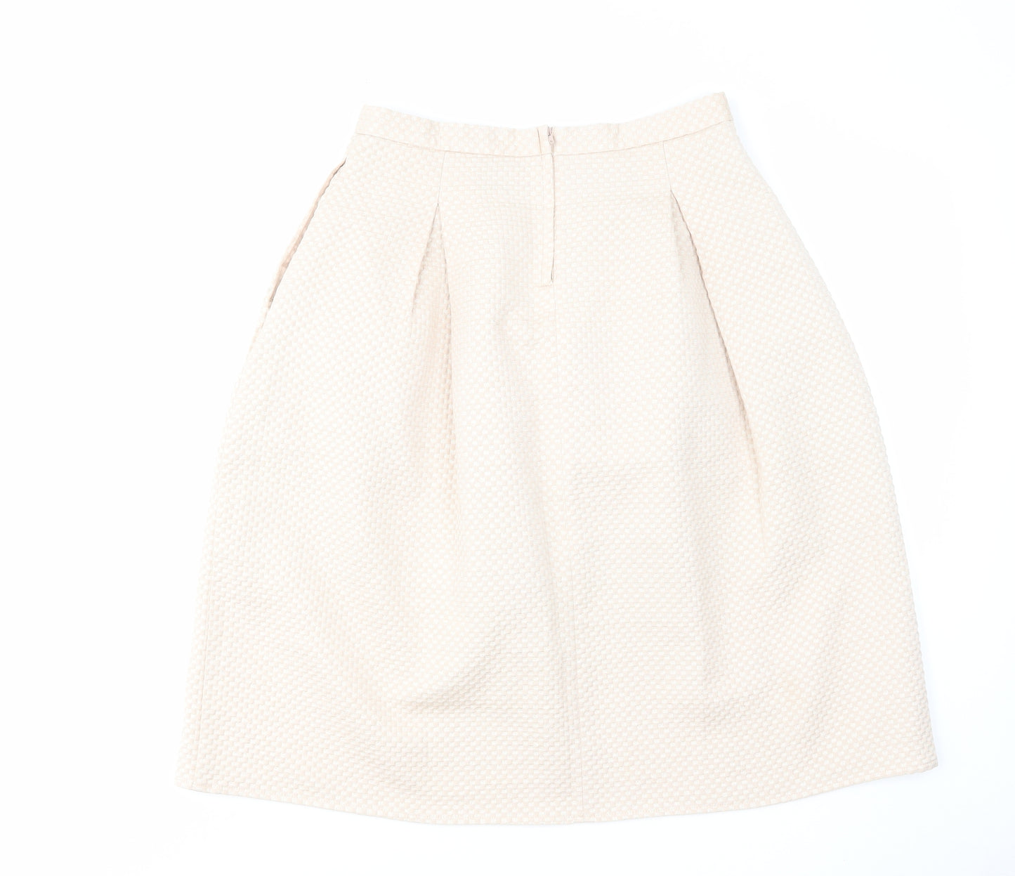 H&M Womens Beige Polyester Tulip Skirt Size 10 Zip