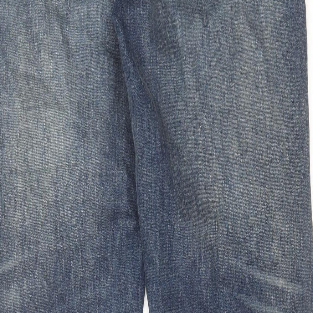 Zara Womens Blue Cotton Straight Jeans Size 10 L30 in Regular Button