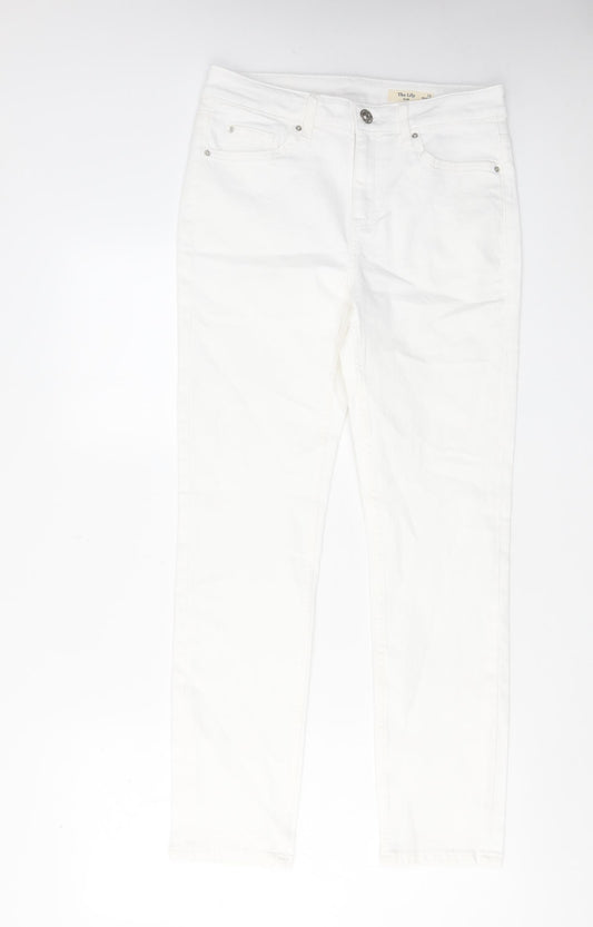 Marks and Spencer Womens White Cotton Skinny Jeans Size 12 L29 in Regular Button