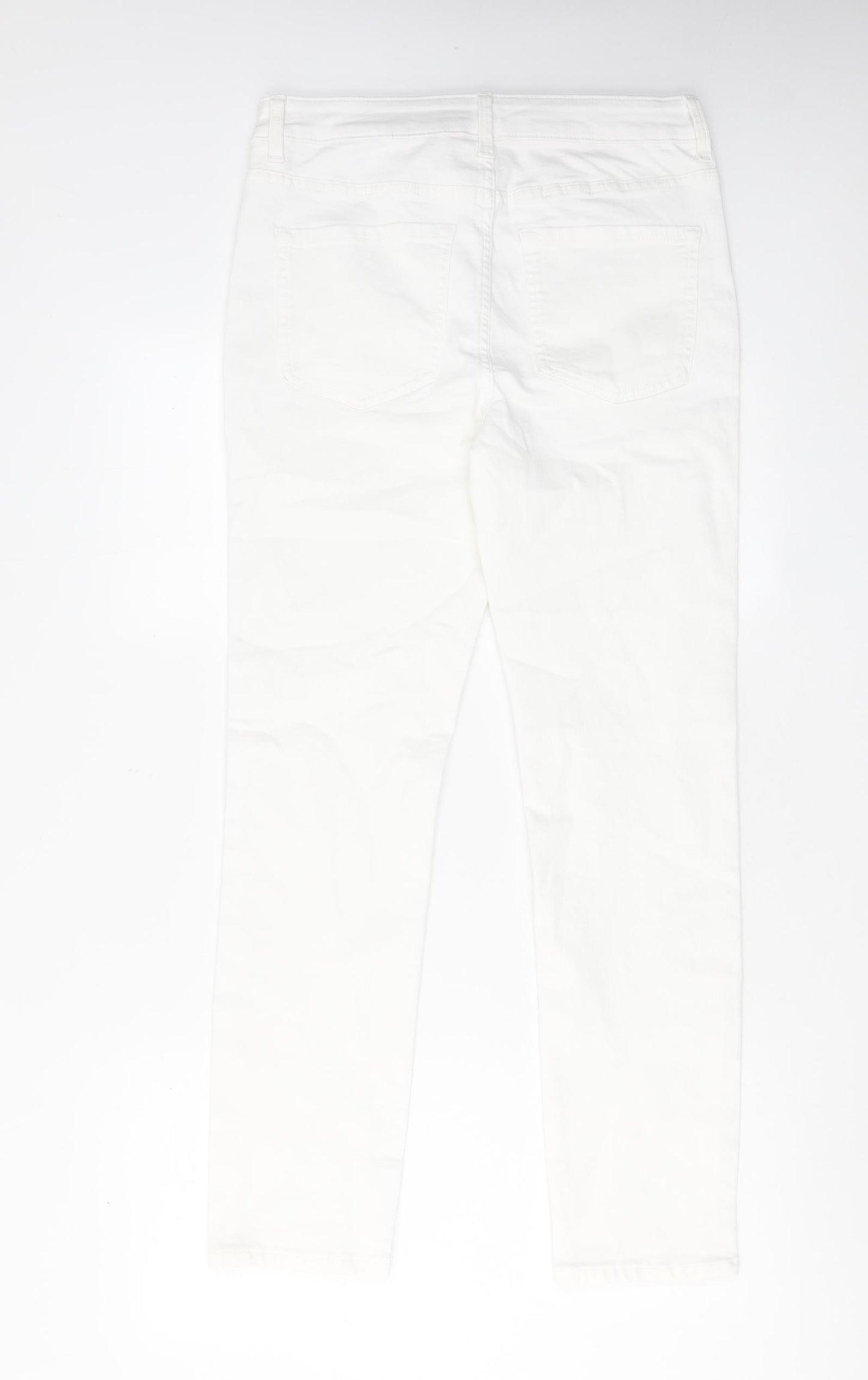 Marks and Spencer Womens White Cotton Skinny Jeans Size 12 L29 in Regular Button