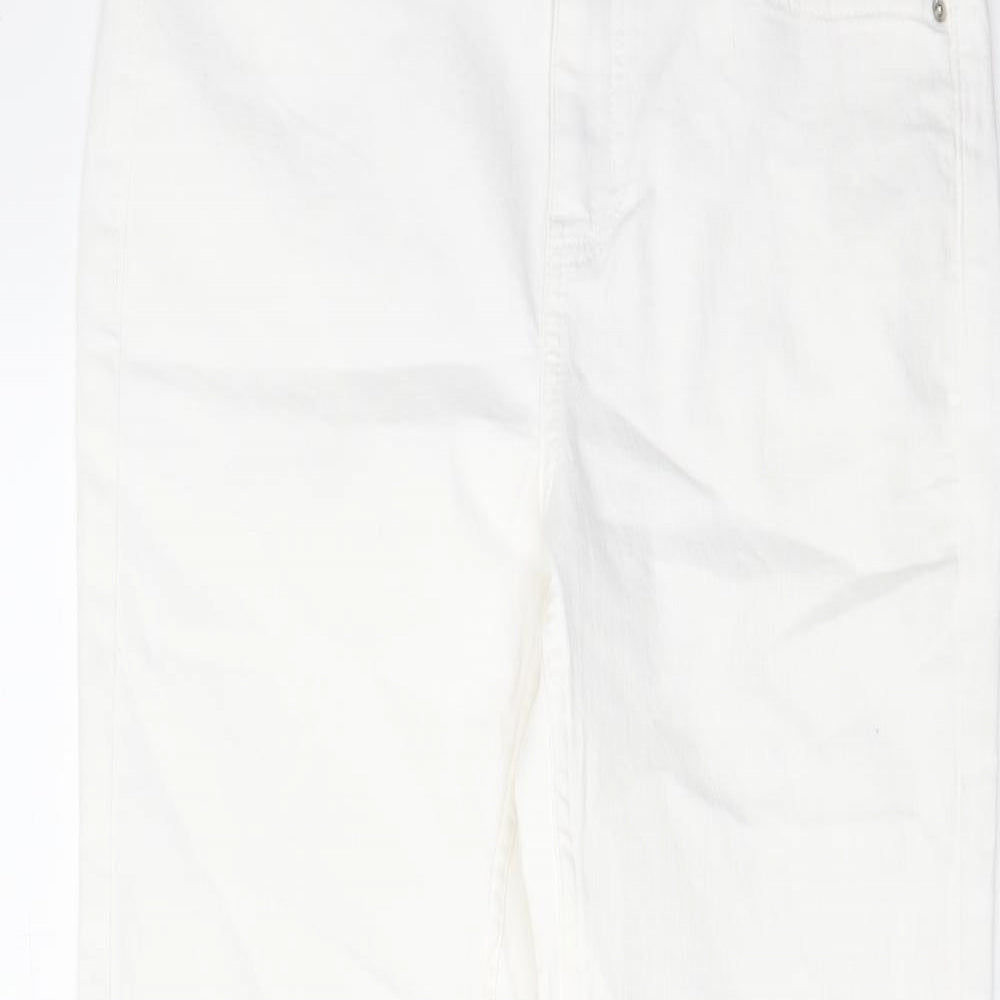 Marks and Spencer Womens White Cotton Skinny Jeans Size 12 L29 in Regular Button